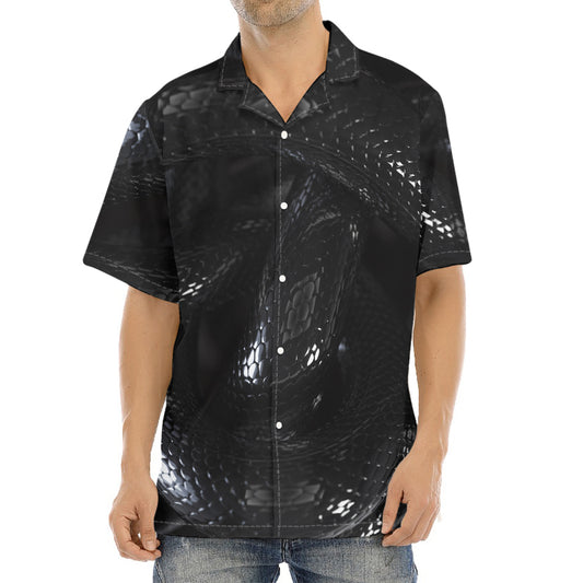 Black Snake Print Aloha Shirt