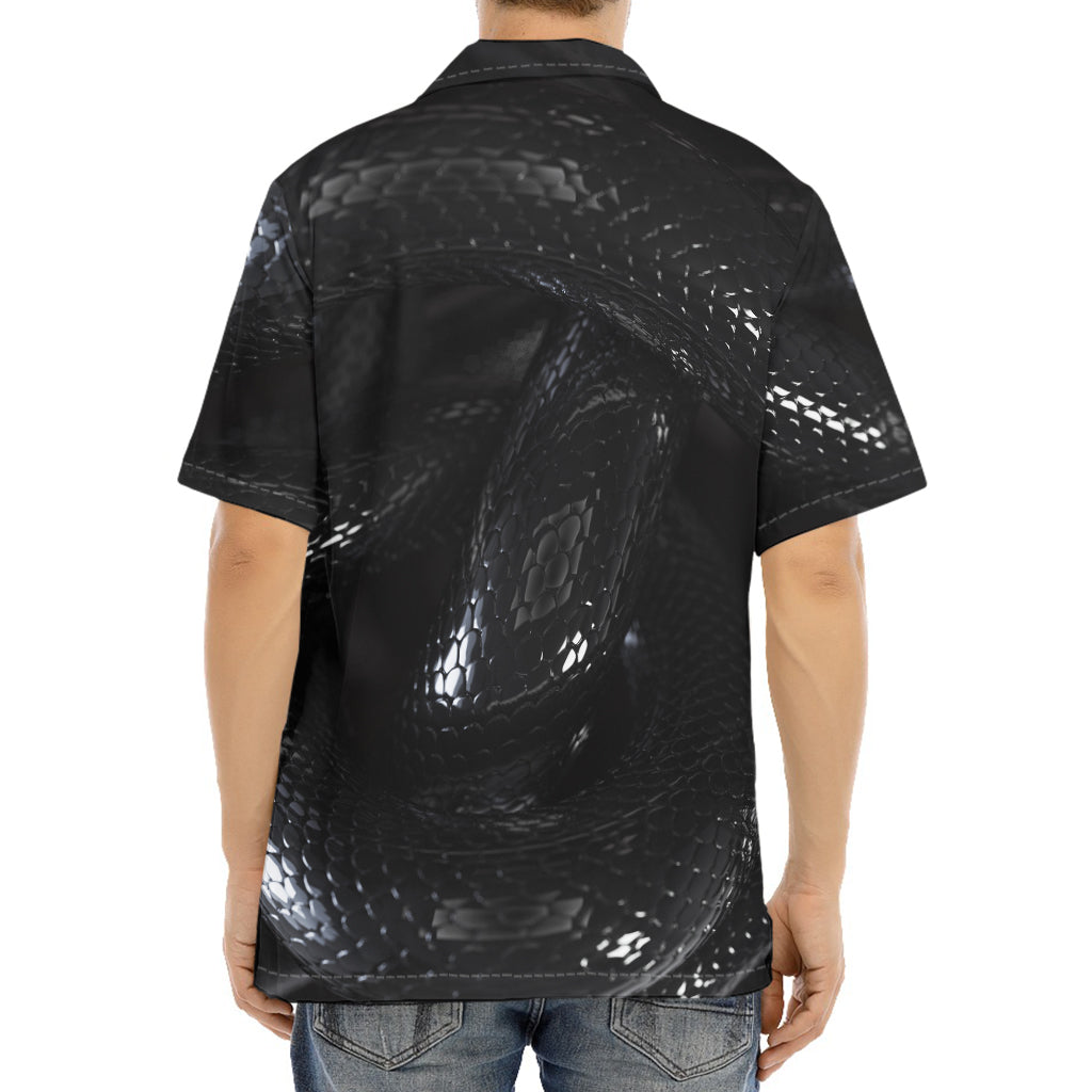 Black Snake Print Aloha Shirt