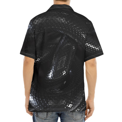 Black Snake Print Aloha Shirt