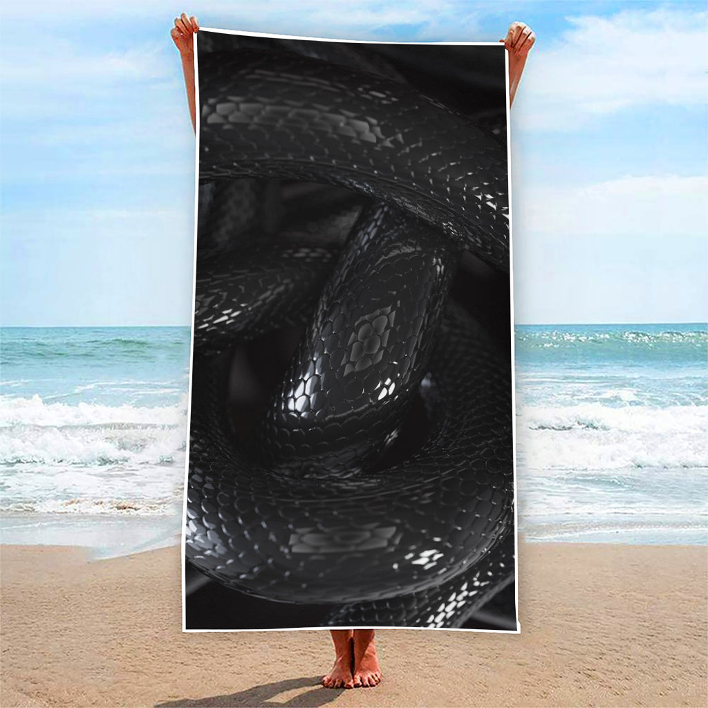 Black Snake Print Beach Towel
