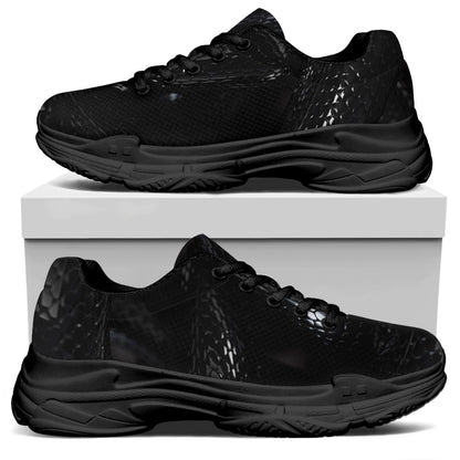 Black Snake Print Black Chunky Shoes