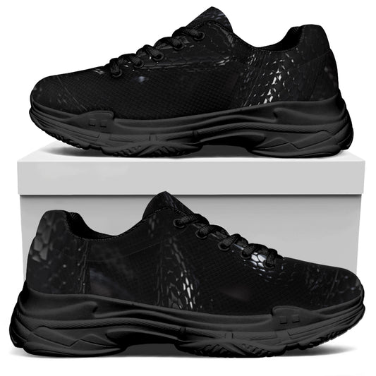 Black Snake Print Black Chunky Shoes
