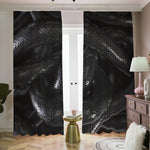 Black Snake Print Blackout Pencil Pleat Curtains