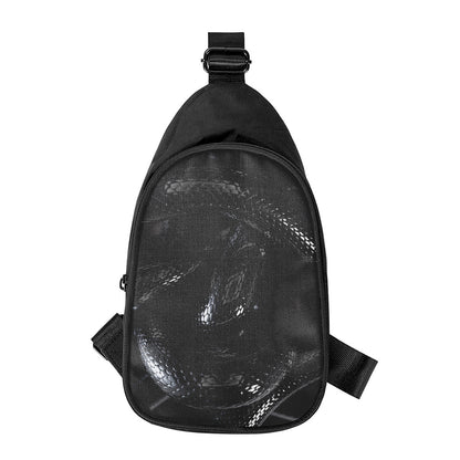 Black Snake Print Chest Bag