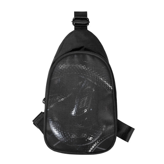 Black Snake Print Chest Bag