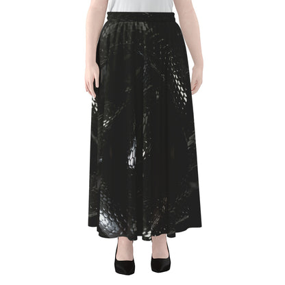 Black Snake Print Chiffon Maxi Skirt
