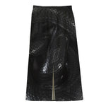 Black Snake Print Cotton Front Slit Maxi Skirt