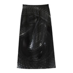 Black Snake Print Cotton Front Slit Maxi Skirt