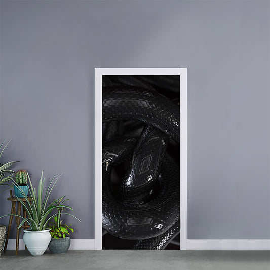 Black Snake Print Door Sticker