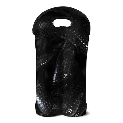 Black Snake Print Double Neoprene Wine Tote