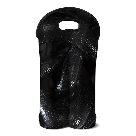 Black Snake Print Double Neoprene Wine Tote