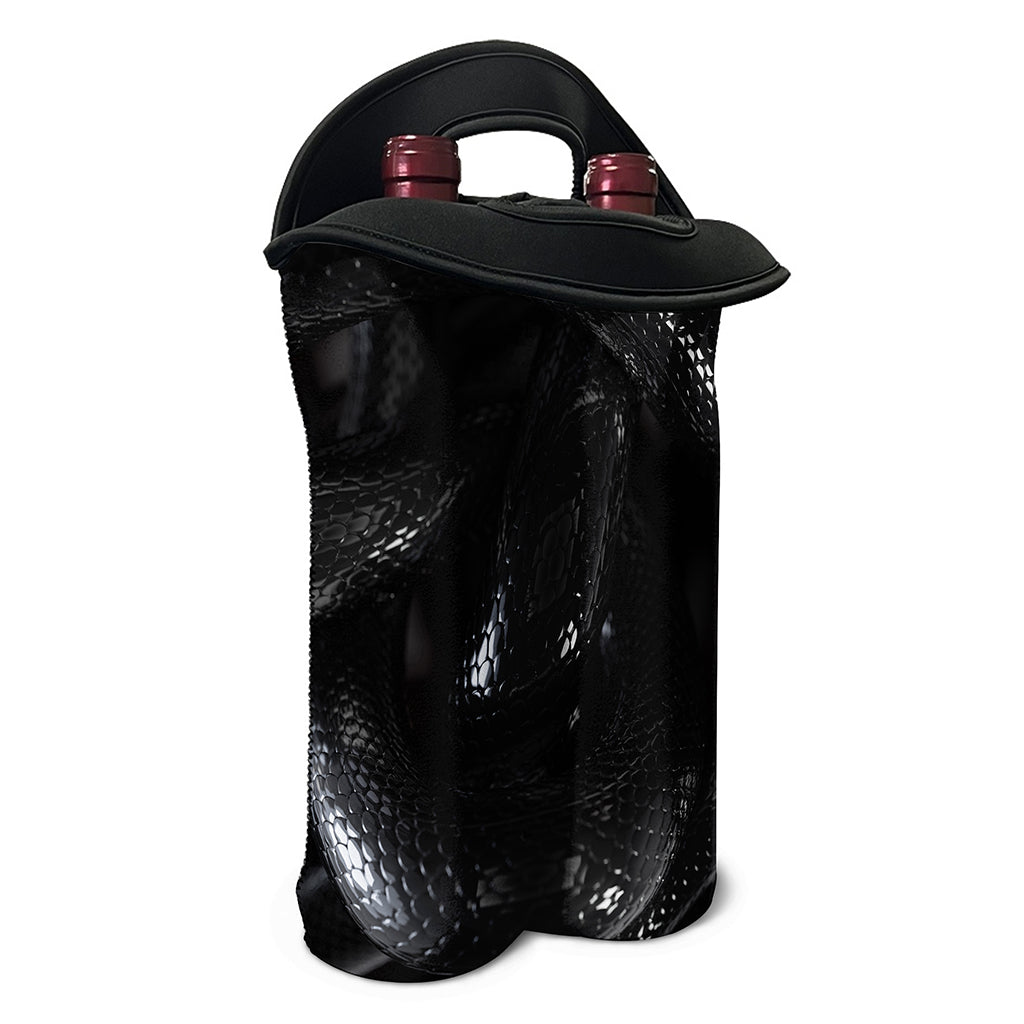 Black Snake Print Double Neoprene Wine Tote