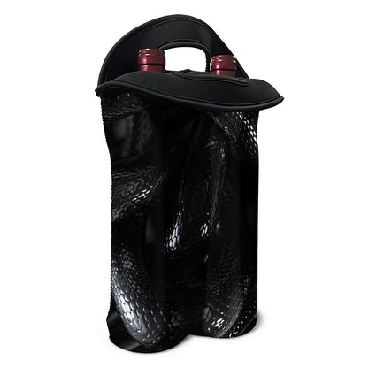 Black Snake Print Double Neoprene Wine Tote