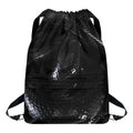 Black Snake Print Drawstring Backpack