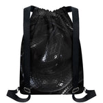 Black Snake Print Drawstring Backpack