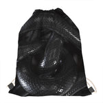 Black Snake Print Drawstring Bag