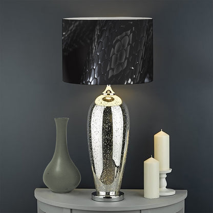 Black Snake Print Drum Lamp Shade