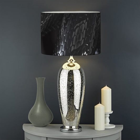 Black Snake Print Drum Lamp Shade