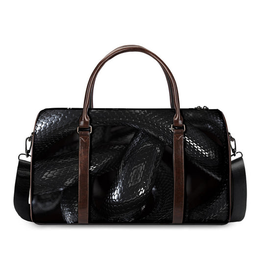 Black Snake Print Duffle Bag
