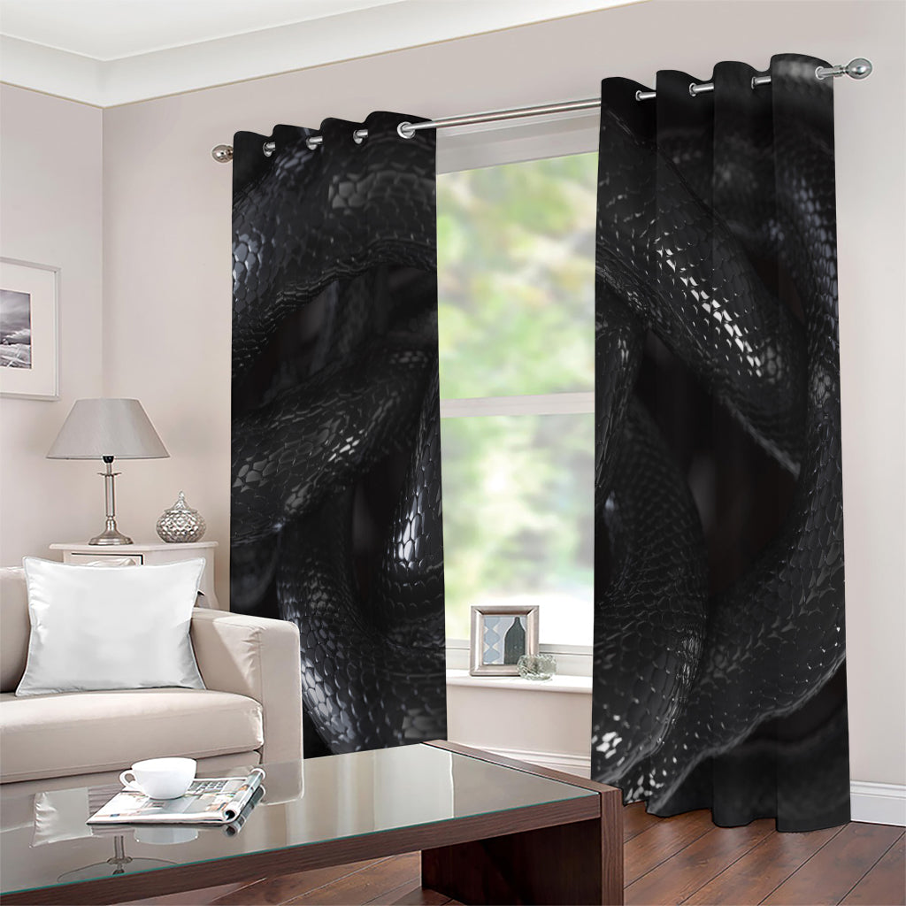 Black Snake Print Extra Wide Grommet Curtains