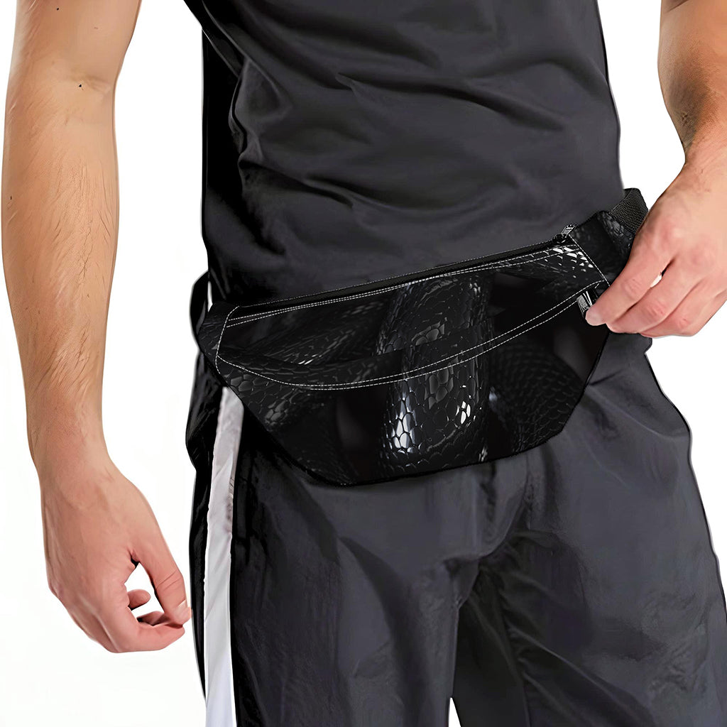 Black Snake Print Fanny Pack