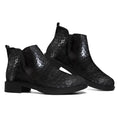Black Snake Print Flat Ankle Boots