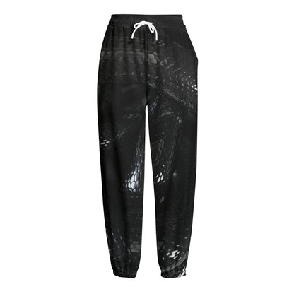 Black Snake Print Fleece Lined Knit Pants