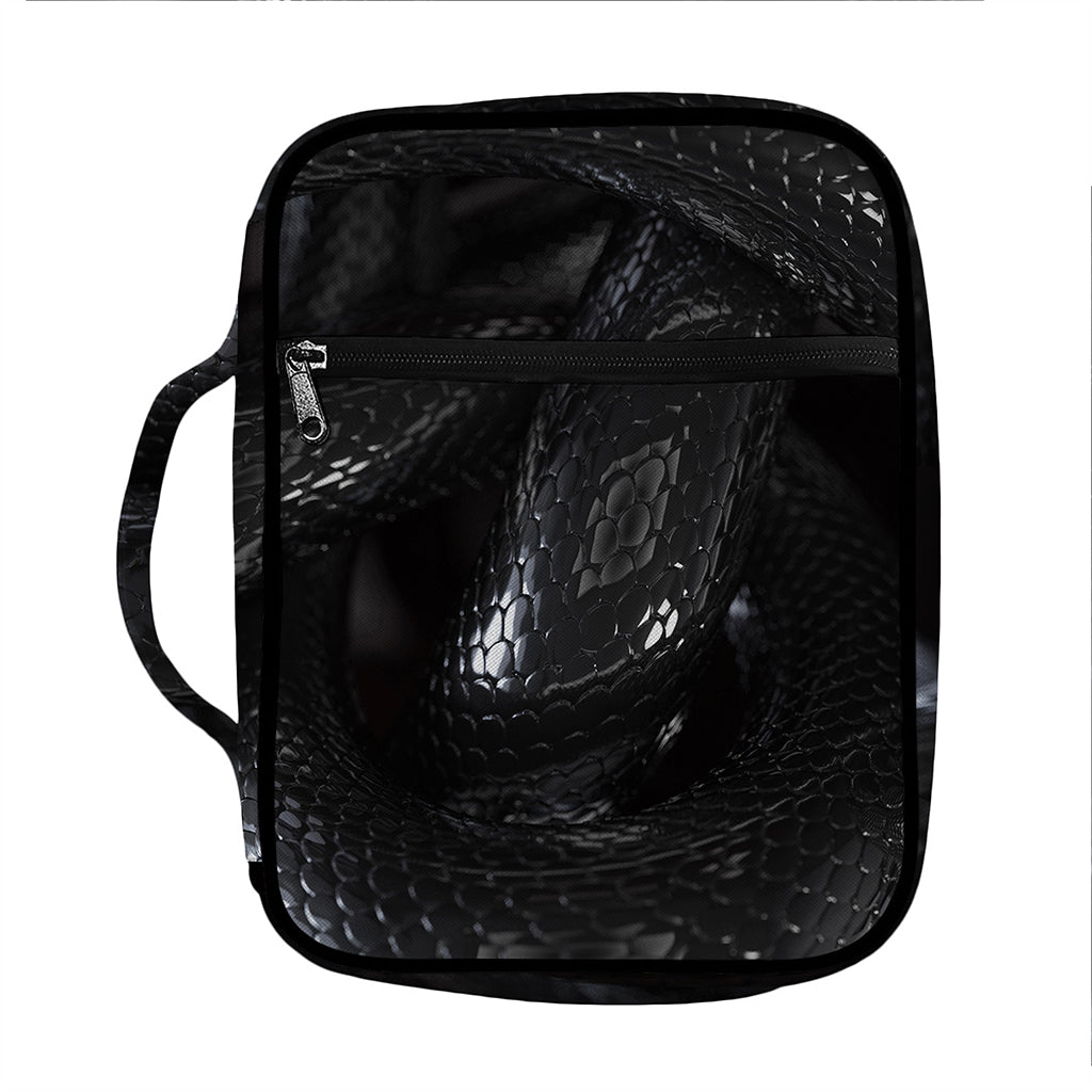 Black Snake Print Front Pocket Bible Bag