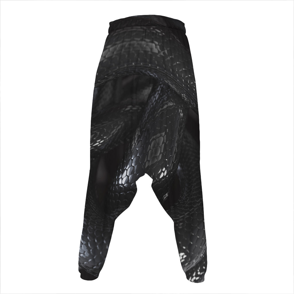 Black Snake Print Hammer Pants