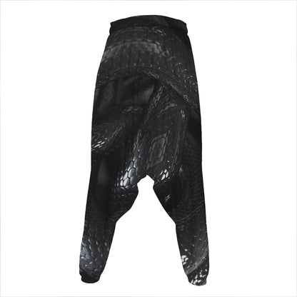 Black Snake Print Hammer Pants