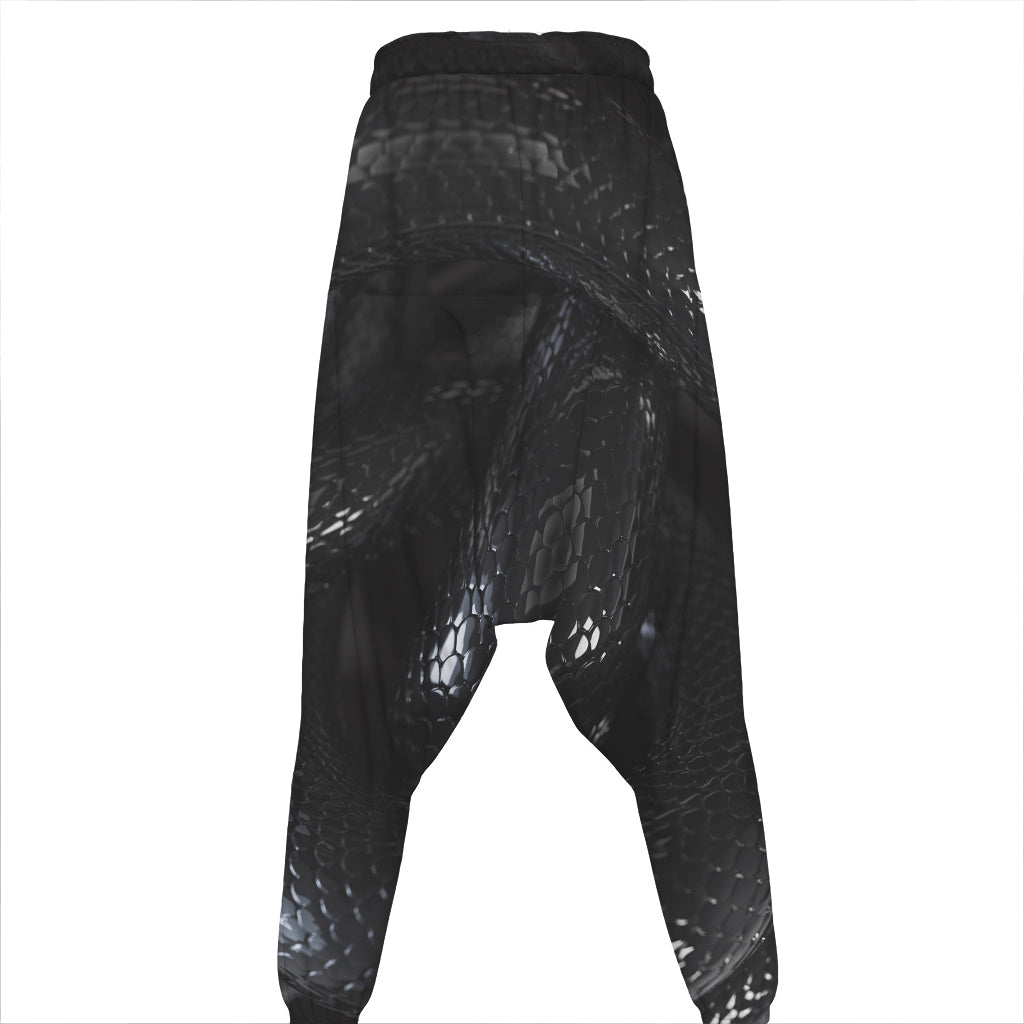 Black Snake Print Hammer Pants