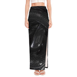 Black Snake Print High Slit Maxi Skirt