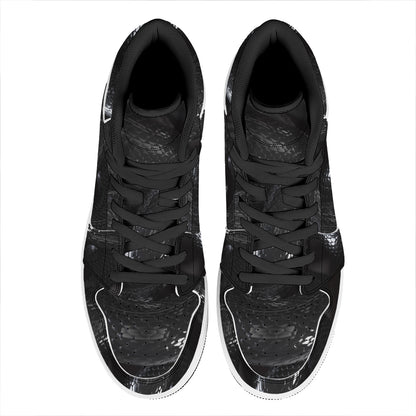 Black Snake Print High Top Leather Sneakers