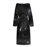 Black Snake Print Hooded Bathrobe