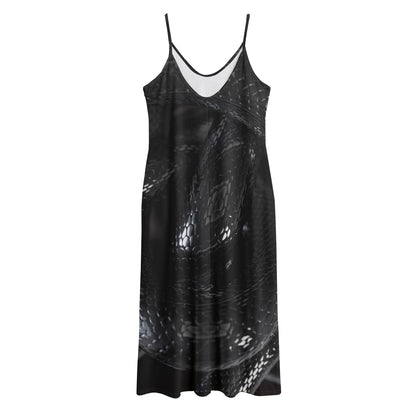 Black Snake Print Jersey Midi Cami Dress