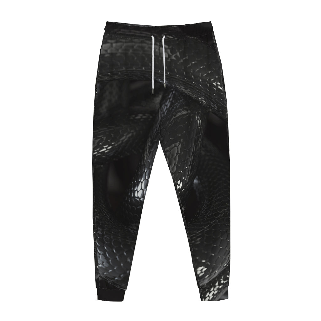 Black Snake Print Jogger Pants