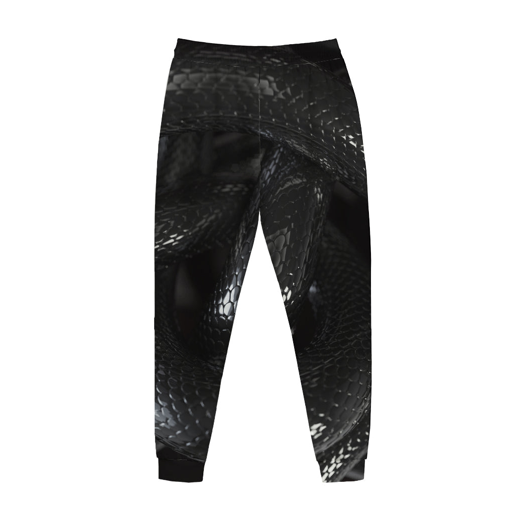Black Snake Print Jogger Pants