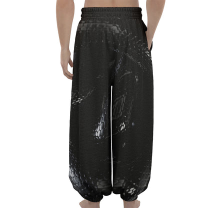 Black Snake Print Lantern Pants