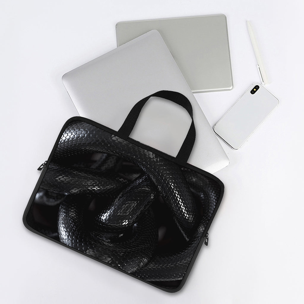 Black Snake Print Laptop Sleeve With Handle