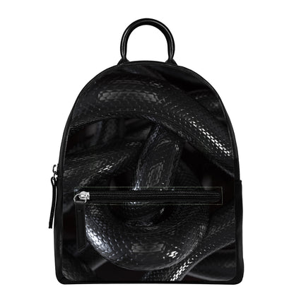 Black Snake Print Leather Backpack