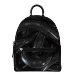 Black Snake Print Leather Backpack