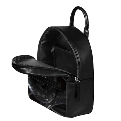 Black Snake Print Leather Backpack