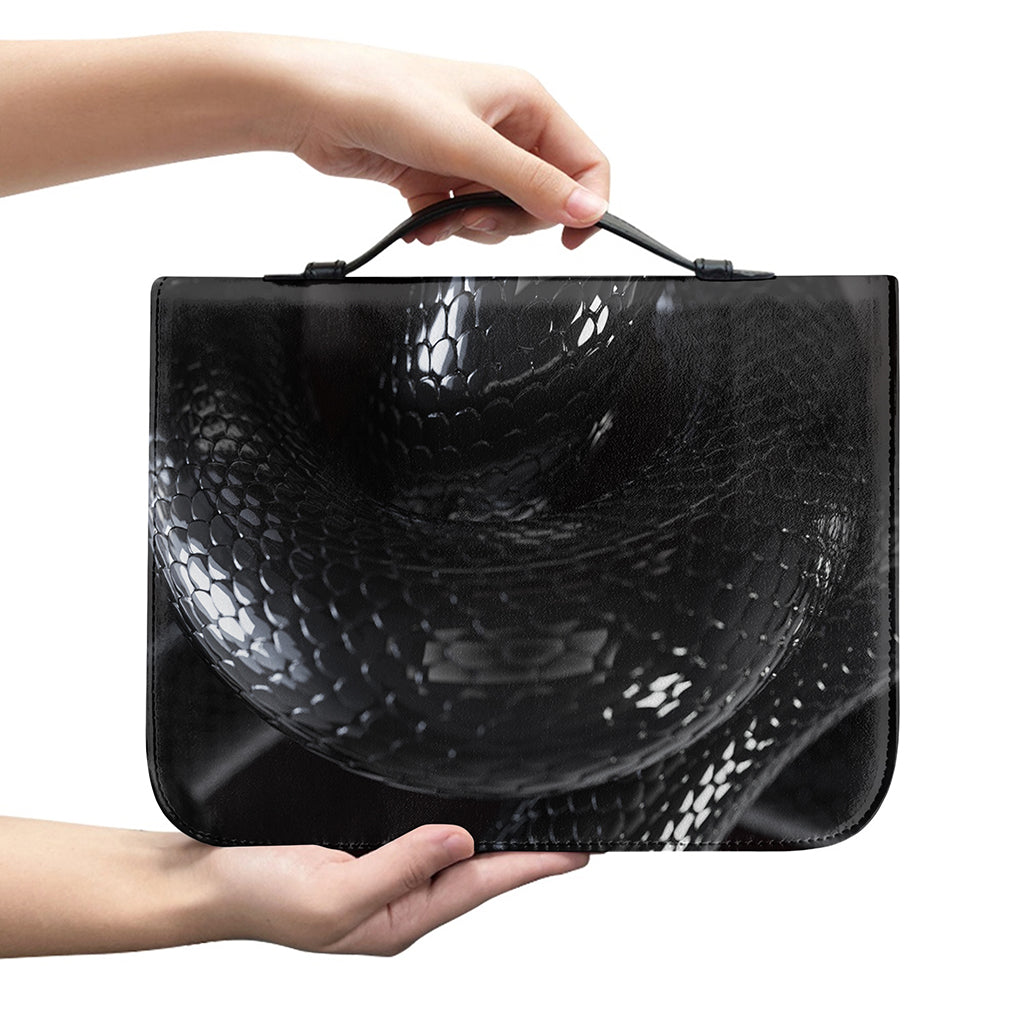 Black Snake Print Leather Bible Cover