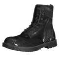 Black Snake Print Lace-Up Boots