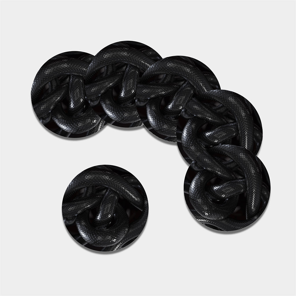 Black Snake Print Leather Coaster Set