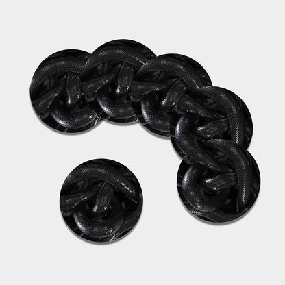 Black Snake Print Leather Coaster Set