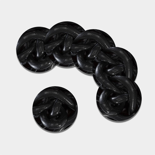 Black Snake Print Leather Coaster Set