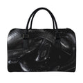 Black Snake Print Leather Duffel Bag