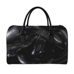 Black Snake Print Leather Duffle Bag