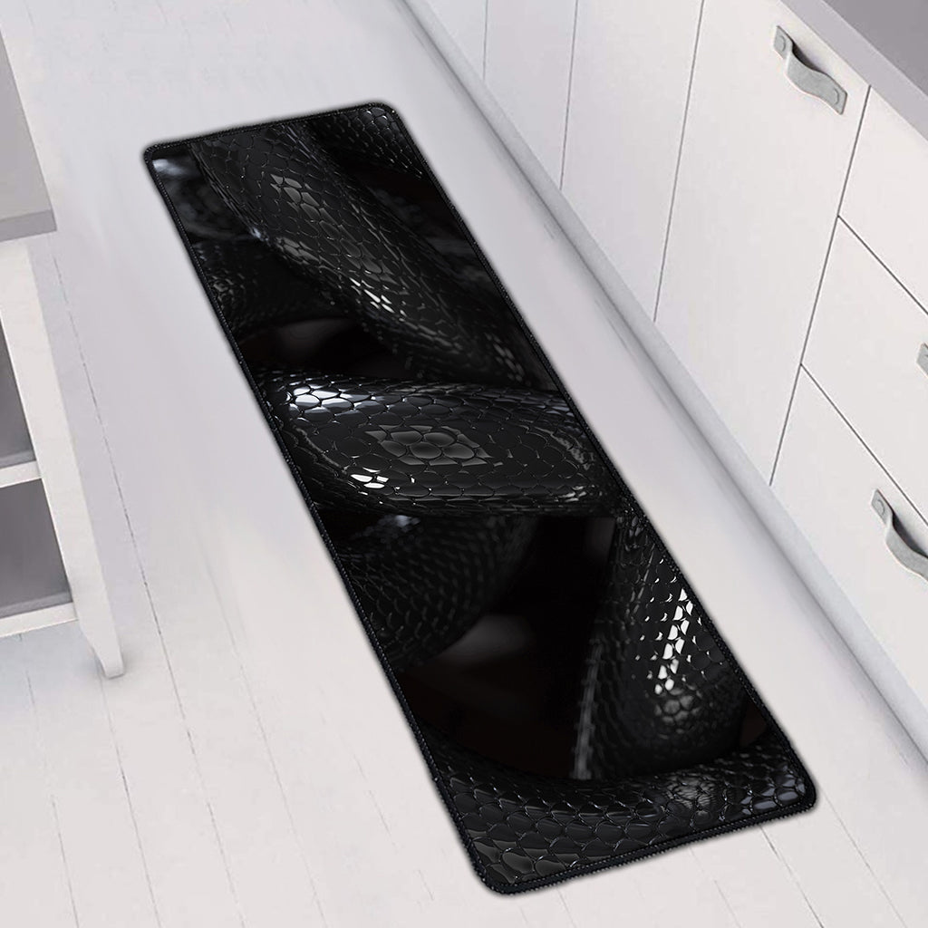 Black Snake Print Long Kitchen Mat